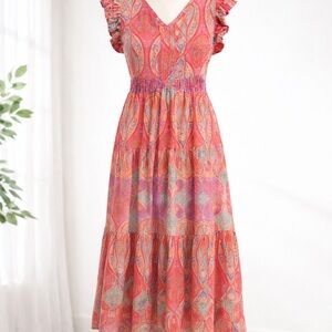 Colorful Paisley Ruffle Dress